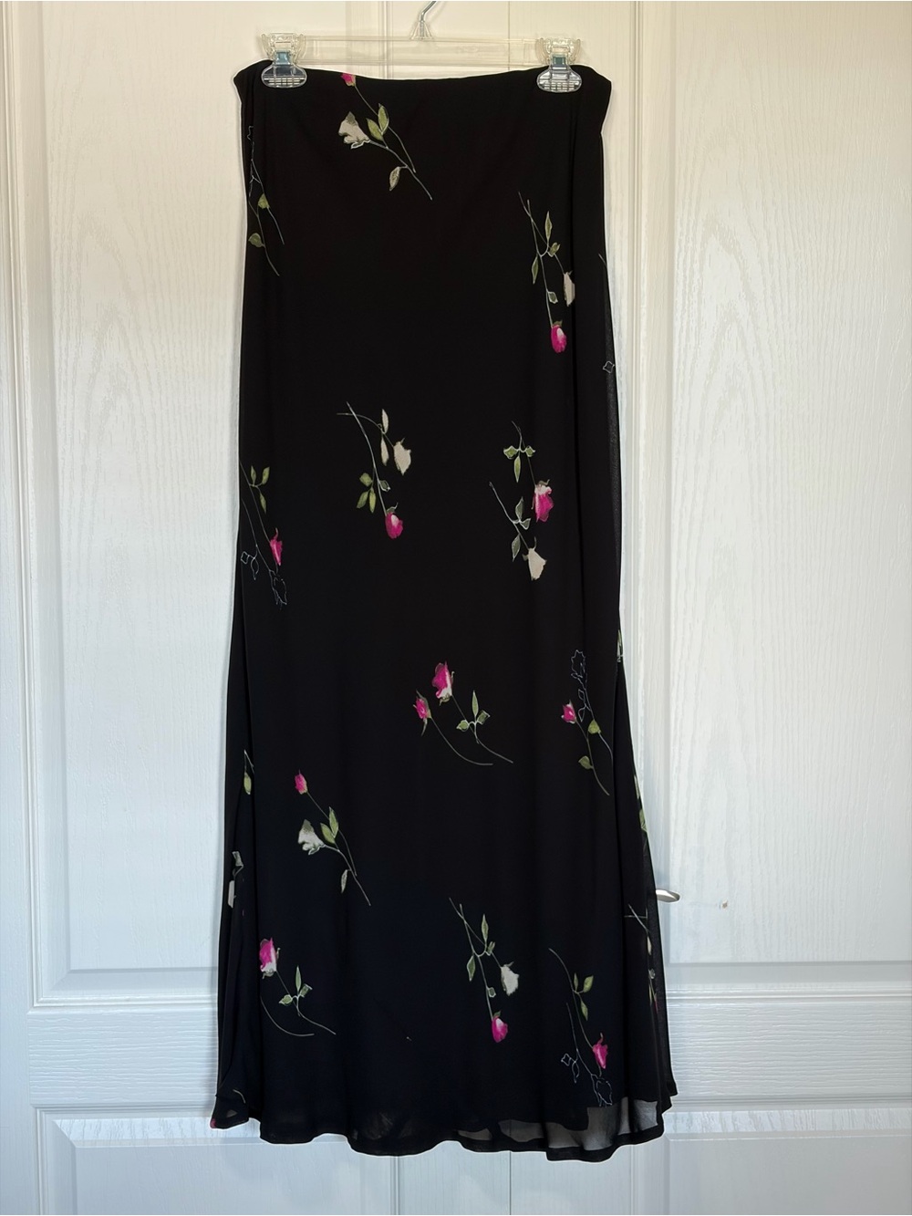 NWT Casual Corner Black Floral Maxi Skirt Size 14